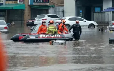 South Korean floods and landslides leave at least 14 dead and 12 missing