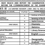 BISE Lahore inter part 2 date sheet 2024 issued
