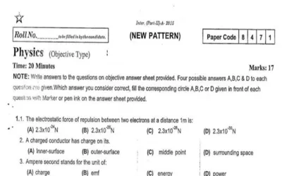 Physics past, guess papers for Inter Part 2 Punjab Board 2024
