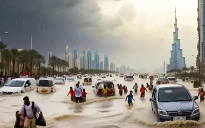 UAE roads transform into rivers amid heavy rains drenching emirates