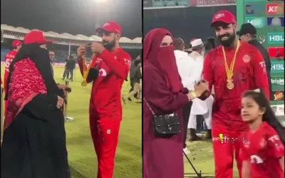 Shadab Khan's adorable moments with his wife and mother on the field