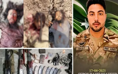 Soldier martyred, four terrorists killed in DI Khan IBO