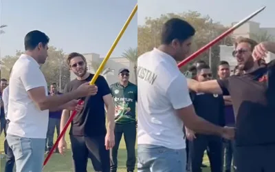 WATCH: Shahid Afridi tries Javelin throw with Arshad Nadeem