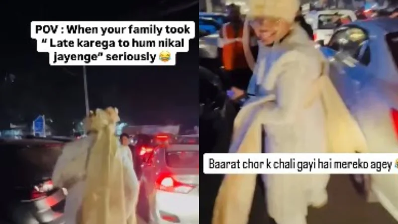 Viral video: Groom runs through traffic to catch his ‘Barat’ Netizens can't stop laughing