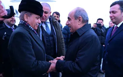 Prime Minister Shehbaz Sharif arrives in Baku on two-day official visit