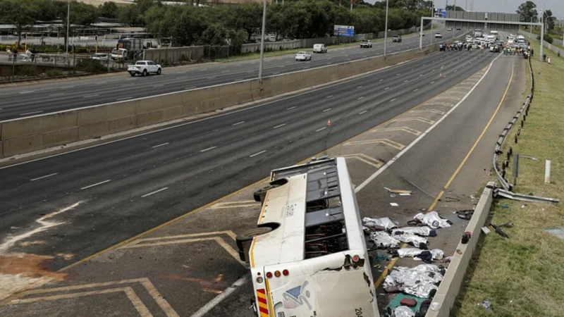 At least 12 killed as bus crashes in South Africa