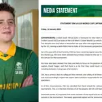 South Africa's U19 Cricket Captain Ousted Over Pro-Israel Remarks