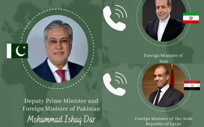 Ishaq Dar holds talks with Iranian and Egyptian foreign ministers on regional situation