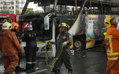 23 feared dead as school bus erupts in flames in Bangkok