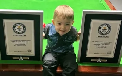 Two-year-old snooker prodigy sets two Guinness world records