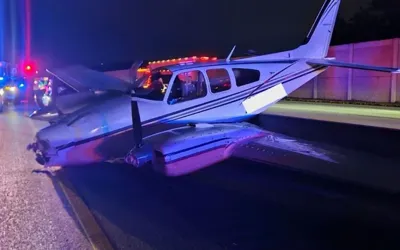 Plane crash-lands on top of Toyota on Florida freeway following engine trouble